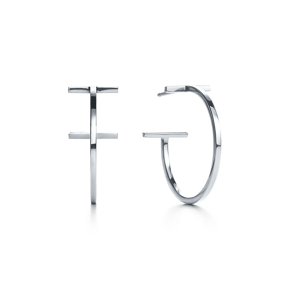 Tiffany T-earrings silver (white gold)